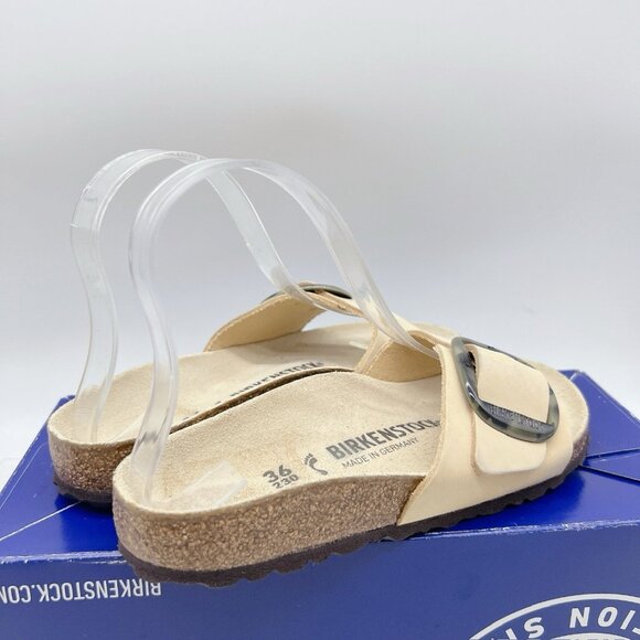 Birkenstock Cream Sandals with Gold Buckle - Picture 10 of 16